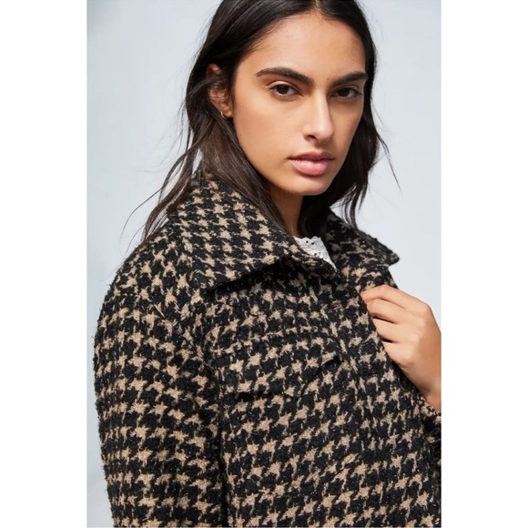 Anthropologie Avec Les Filles Houndstooth Shimmer Cropped Coat Size M - Picture 5 of 10